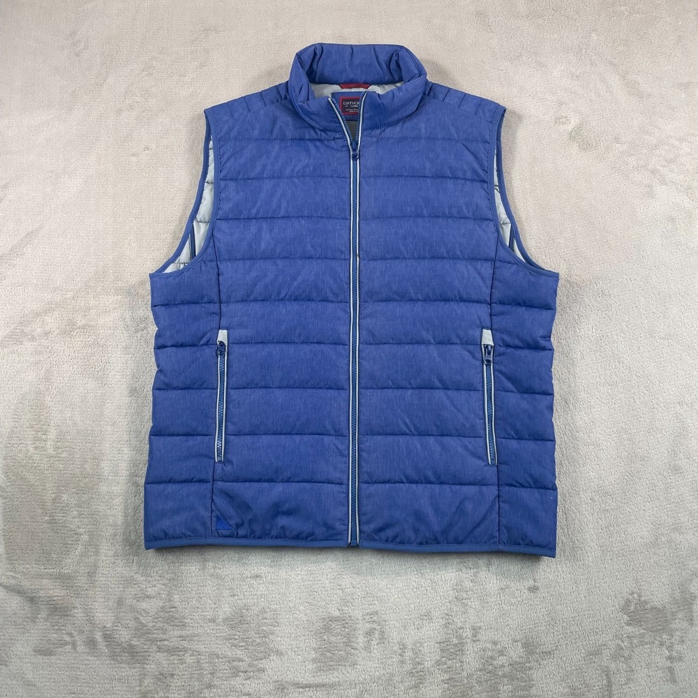 UNTUCKit Thierry Quilted Puffer Vest Men Large Blue Full Zip Pockets Performance